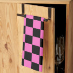 Neon Rosa och svart Checkerboard-Vintage Kökshandduk<br><div class="desc">Neon Rosa och svart Checkerboard | VINTAGE | Klassisk | TRENDIG | SNYGGT | MODE | Minimal</div>