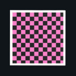 Neon Rosa och svart Checkerboard-Vintage Pappersservett<br><div class="desc">Neon Rosa och svart Checkerboard | VINTAGE | Klassisk | TRENDIG | SNYGGT | MODE | Minimal</div>