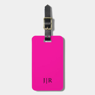 Neon rosa och svart I Modernt monogram Bagagebricka