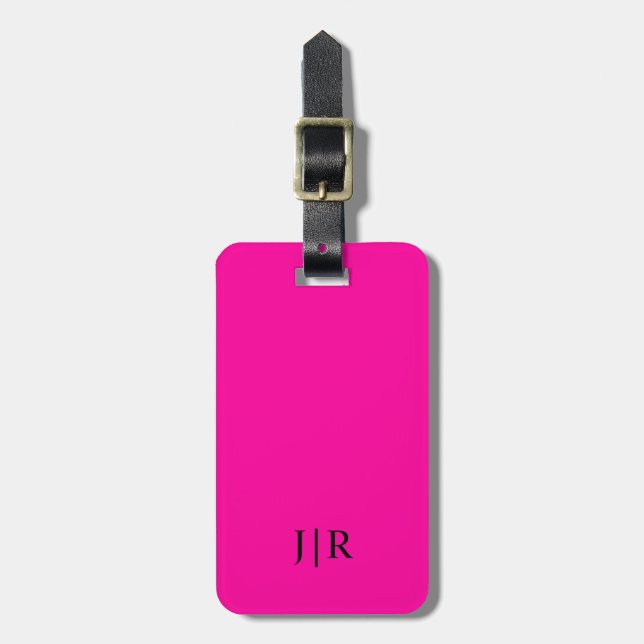 Neon rosa och svart I Modernt monogram  Bagagebricka (Vertikal Framsida)