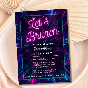 Neon Rosa och Svart Låt oss Brunch Alla Evenemang Inbjudningar