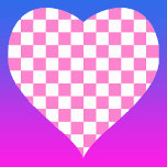 Neon Rosa och White Checkerboard-Vintage Hjärtformat Klistermärke<br><div class="desc">Neon Rosa och White Checkerboard | VINTAGE | Klassisk | TRENDIG | SNYGGT | MODE | Minimal</div>