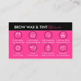 Neon Rosa Öga Brow Vax Tint Aftercare Visitkort