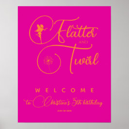 Neon Rosa Orange Minimalistisk Fe välkomstaffisch Poster