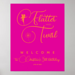 Neon Rosa Orange Minimalistisk Fe välkomstaffisch Poster