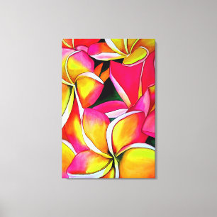 Neon Rosa Plumeria Frangipani vattenfärgArt Canvastryck