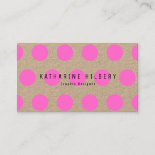 Neon Rosa Polka dots Kraft Pappert Affärskort Visitkort