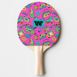 Neon Rosa Retro 80s Roligt Bright Colorful Mönster Pingisracket