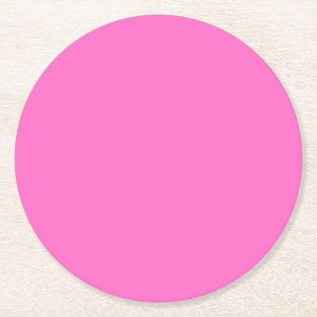Neon Rosa Solid Färg | Klassisk Underlägg Papper Rund (Framsidan)