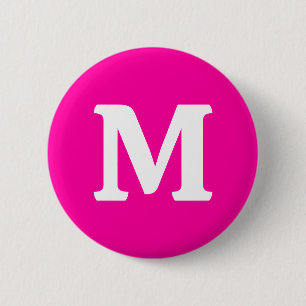 Neon Rosa Solid Färg Monogram Initial Knapp