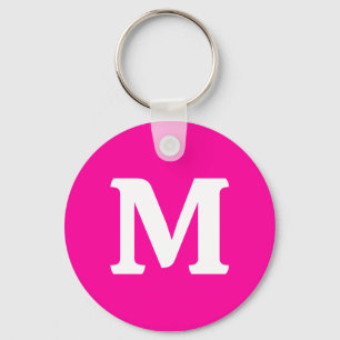 Neon Rosa Solid Färg Monogram Initial Nyckelring