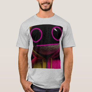 Neon Rosa Söt Monster Ansikte Grafisk T-Shirt Ro