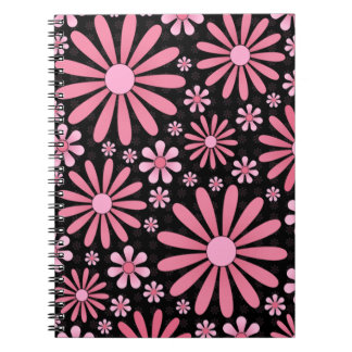 Neon Rosa Svart Blommig Grunge Alt Estetik Anteckningsbok