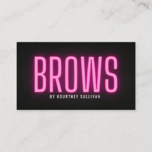 Neon Rosa Svart Brow Tekniker Skönhet Visitkort