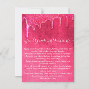 Neon Rosa Tick Glitter Drives Jewelry Care Card Anteckningskort