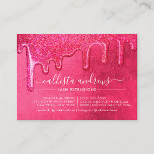Neon Rosa Tick Glitter Drives Lash Efterbehandling Visitkort