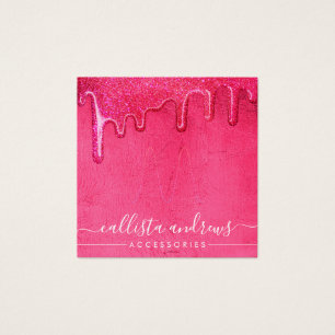 Neon Rosa Tick Glitter Drives Ring Visning Card Fyrkantigt Visitkort