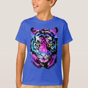 Neon Rosa Tiger Head Porträtt - Tiger T-Shirt