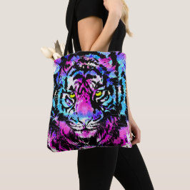 Neon Rosa Tiger Head Tote Bag - Tiger Tote Bag Tygkasse
