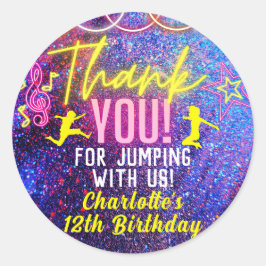 Neon Rosa Trampoline Dance Party Tack Favor Runt Klistermärke