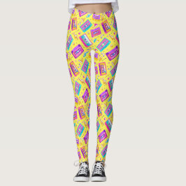 Neon Rosa Trendig 80's Cassette Music Leggings