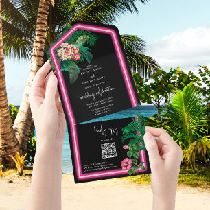 Neon Rosa Tropical Retro Botanicals Bröllop