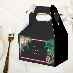 Neon Rosa Tropical Retro Botanicals Bröllop Presentaskar