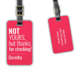 Neon Rosa Typography Funny Bag Namn Adress Bagagebricka