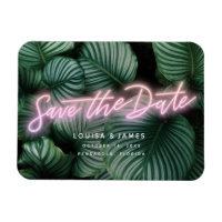 Neon Rosa Underteckna Modern Tropical Save the Dat