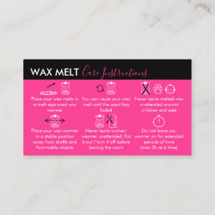Neon Rosa Vax Melt Care Instructions Visitkort