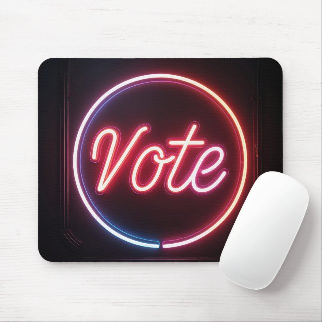 Neon Rosa Vote Sign-On-Black Musmatta (Med mus)
