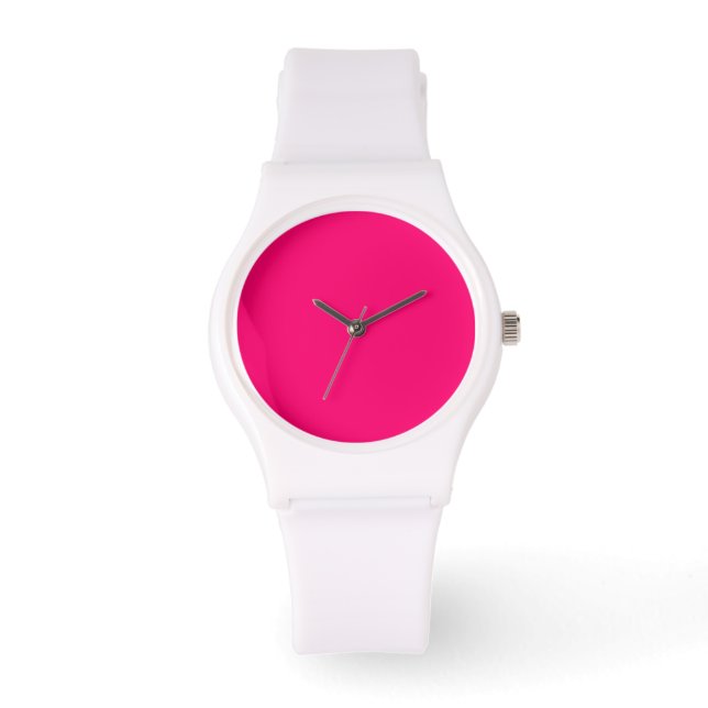 Neon Rosa & White Minimalist Watch - Anpassade Armbandsur (Framsida)