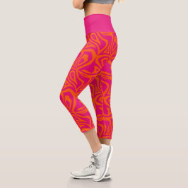 Neon Rosa Zebra ränder Womens Capris Leggings