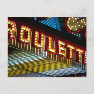 Neon roulette-skylt på kasino, Las Vegas, Nevada Vykort