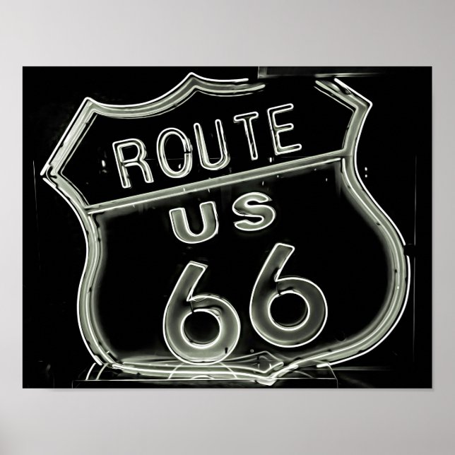 Neon "Route 66" Foto Poster (Framsidan)