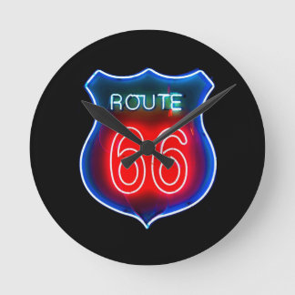 Neon Route 66-tecken Rund Klocka
