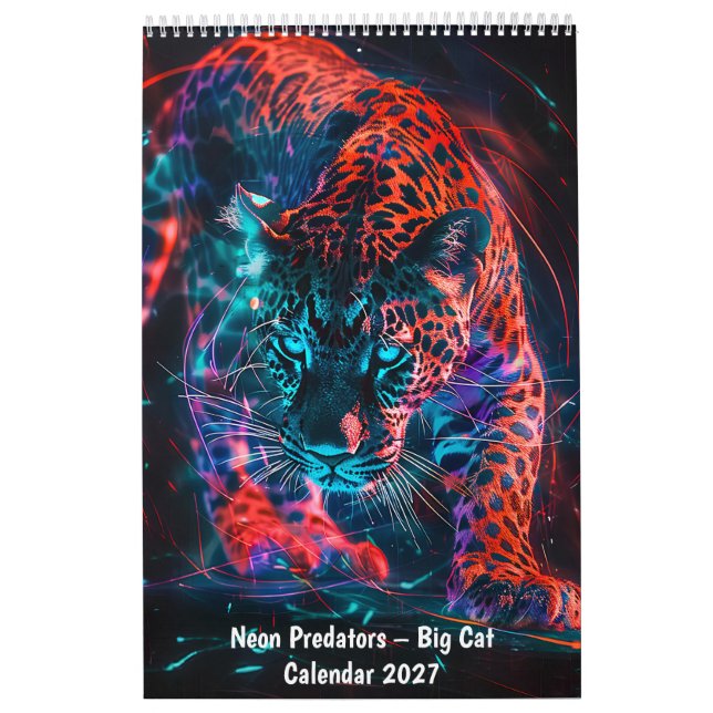 Neon rovdjur – Kalender med stora katter (Omslag)