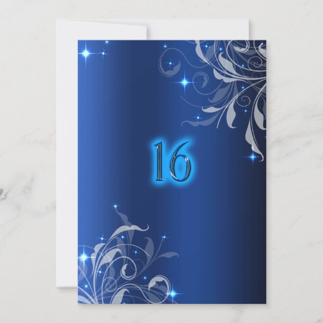 Neon, Royal Blue, Anpassningsbar Sweet sixteen Inb Inbjudningar (Framsida)
