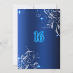 Neon, Royal Blue, Anpassningsbar Sweet sixteen Inb Inbjudningar