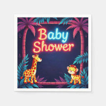 Neon Safari Baby Shower Napkins