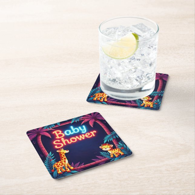 Neon Safari Baby Shower Underlägg (Insitu)