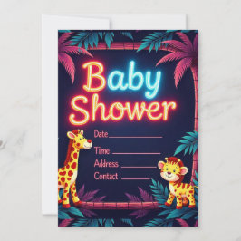 Neon Safari-Theter Baby Shower-inbjudan Inbjudningar