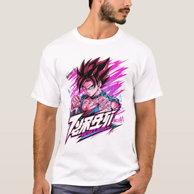 Neon Samurai Anime T Shirt (Framsida)