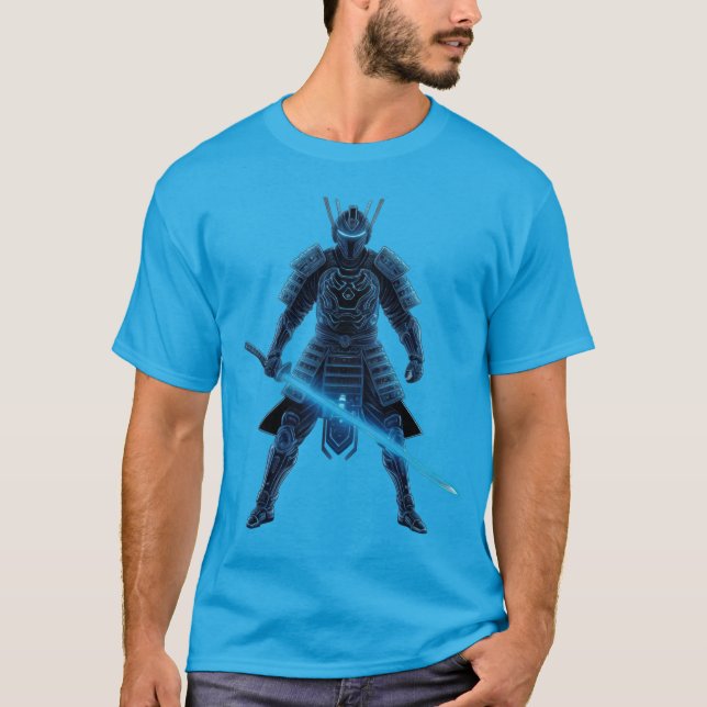 Neon Samurai: Cyber Warrior T Shirt (Framsida)