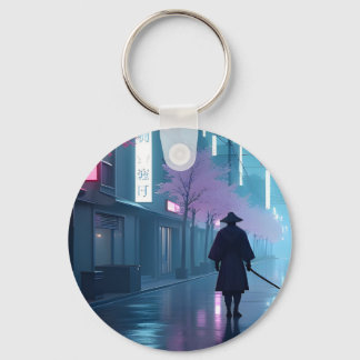 Neon Samurai Keychain – Retro Anime Tokyo Design Nyckelring