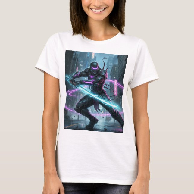 Neon Samurai Warrior Shirt T (Framsida)