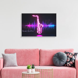 Neon Saxofon Glöd – Futuristisk Musik Väggkonst Canvastryck