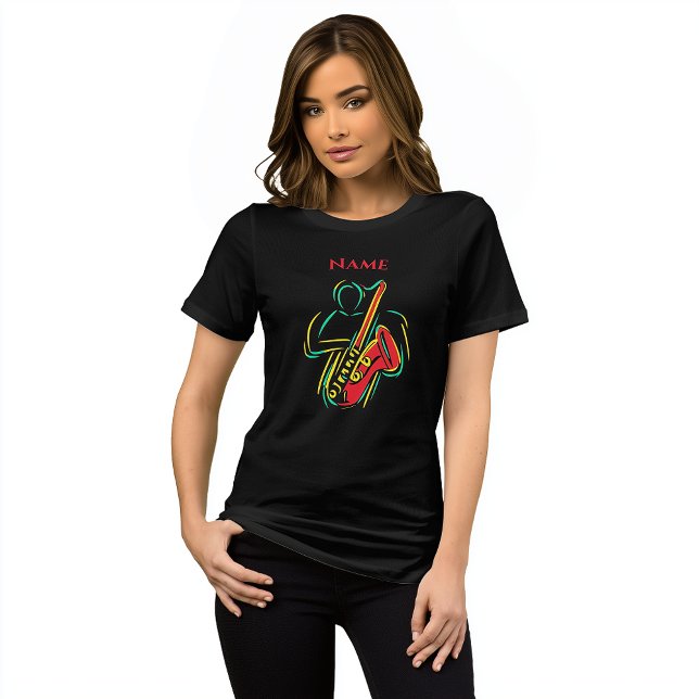 Neon Saxophone Line Art | Vibrant Musical T-Shirt (Skapare uppladdad)