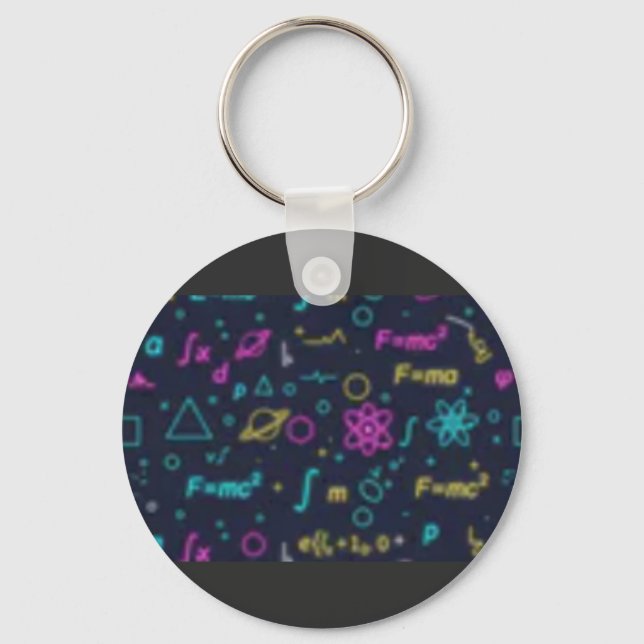 Neon Science & Math Formulas Pattern T-Shirt | Phy Nyckelring (Framsida)