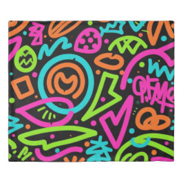 Neon Scribble Stänk Duvet Cover